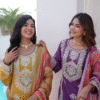Ethnic Lady ™ Airtex Chinon with Heavy Embroidery work mirror work Garara Sharara 3 Pcs Suit Set