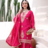 Ethnic Lady ™ Chinon Fabric with Heavy Embroidery work 3 Pcs Plazzo Suit Set